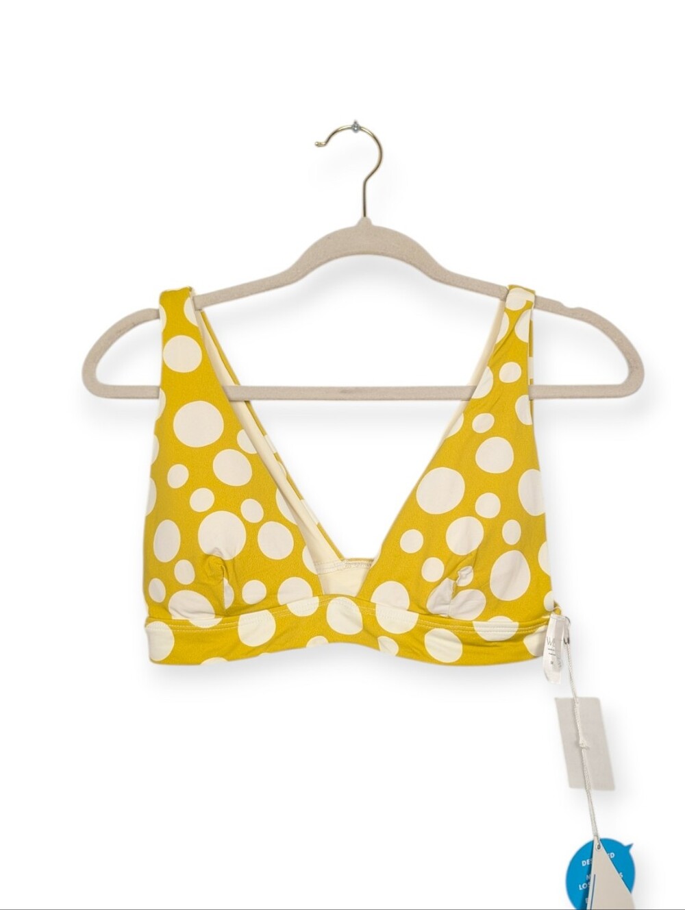 WET Swimwear Bikini Top M Yellow Ginger Polka Dot Swim Top NWT